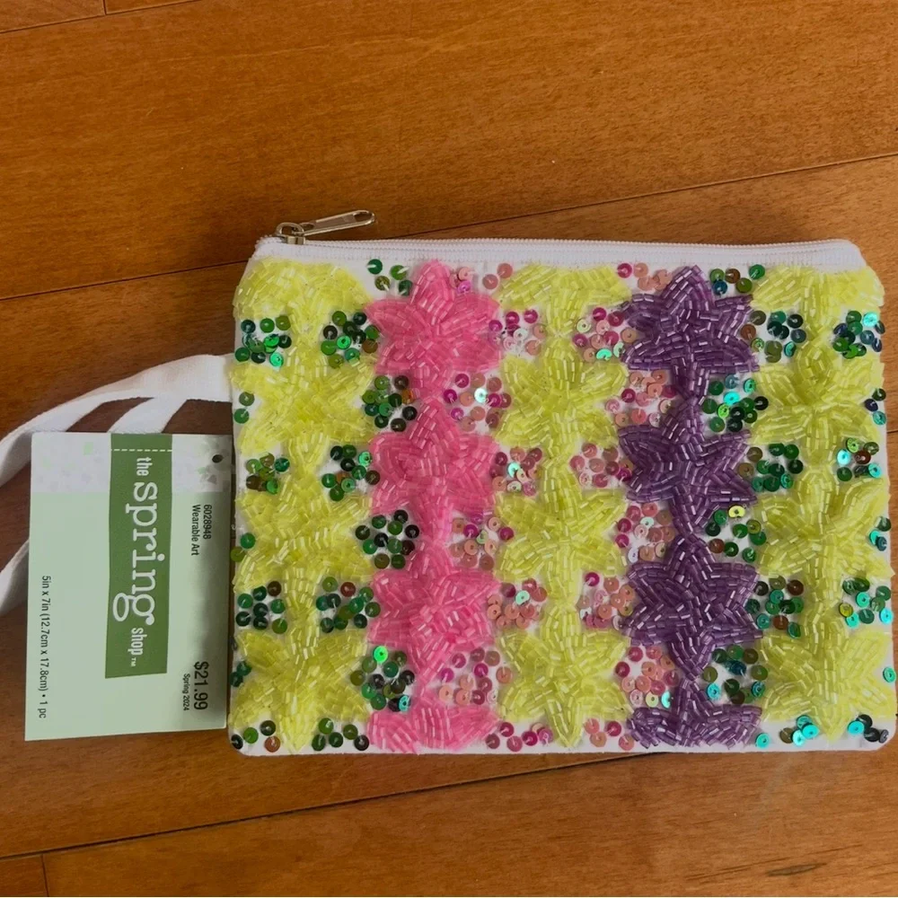 The Spring Shop Multicolor Beaded Pouch - Picture 1 of 4